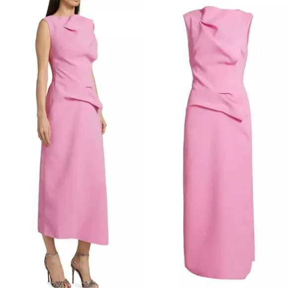 NEW Acler x Saks Normanhill Petal Midi Dress AU10/US6 Party Event Candy Pink - Picture 3 of 10